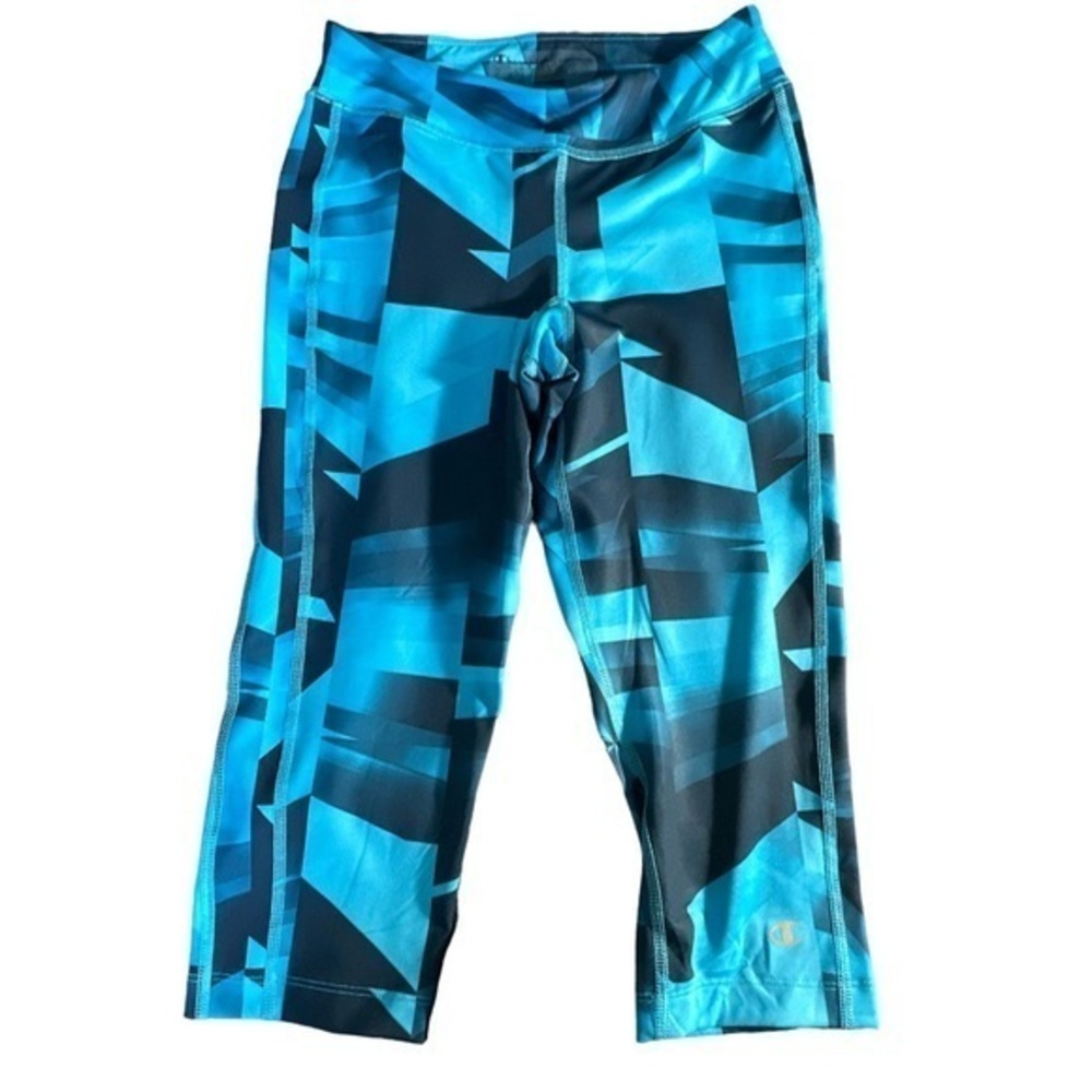 Champion Power Train Teal Navy Capri Leggings Size XS EUC #1614
